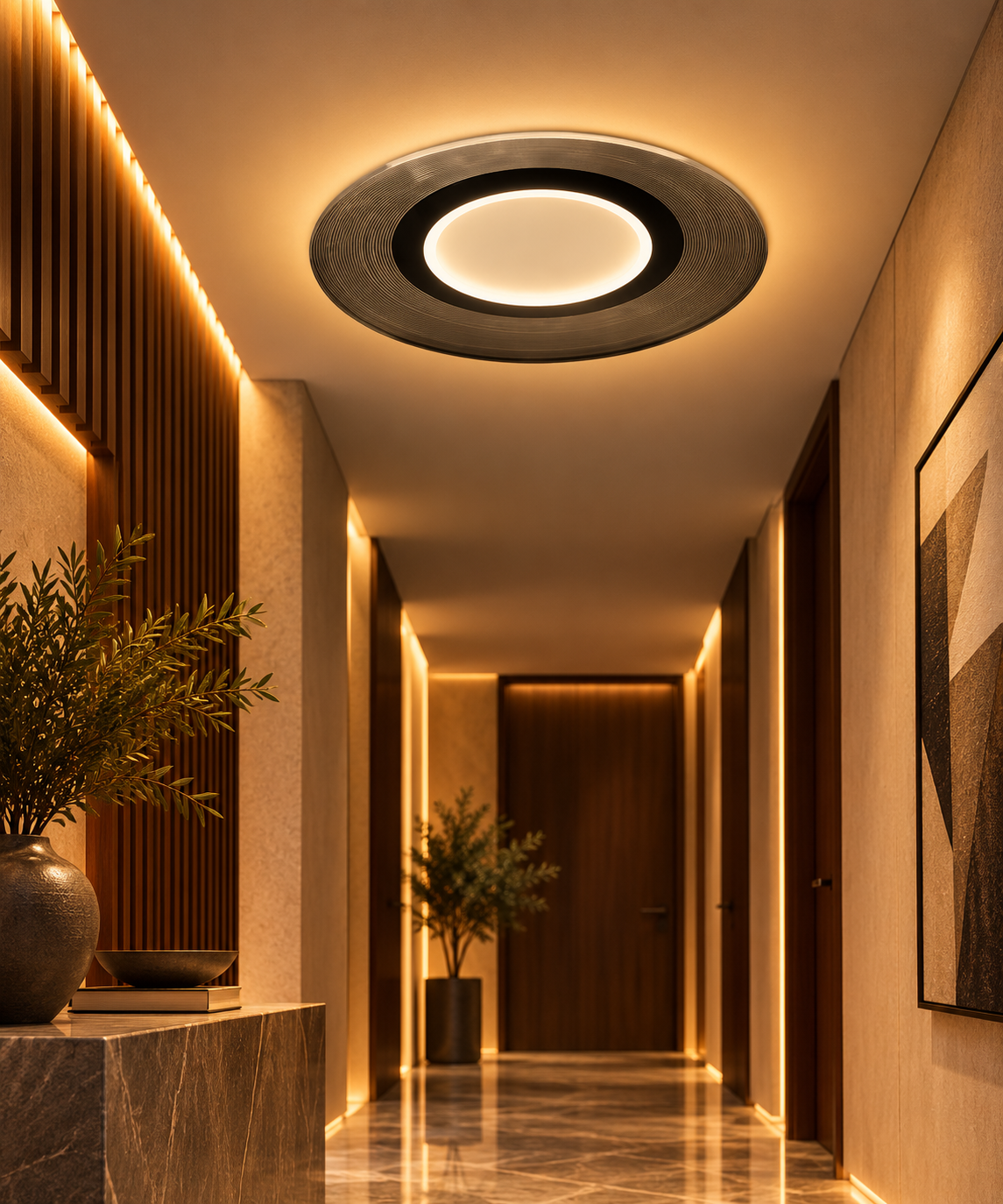 MULINO Large Black LED Ceiling Light | 30W | Clarus Lights 80688-02-CB1-BK